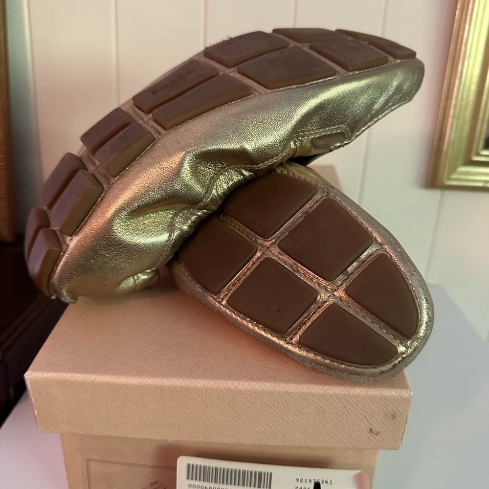 Prada Women's Shimmering Gold Loafers - Picture 5 of 5